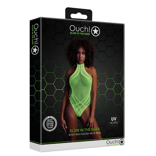 Stretchig Neon Grön Halterneck Body, UV-aktiv One Size