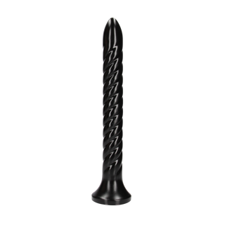 Virvlad Analdildo 30cm Svart Sugpropp Djupgående