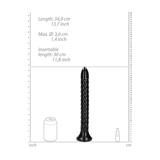 Virvlad Analdildo 30cm Svart Sugpropp Djupgående