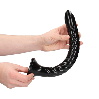 Virvlad Analdildo 30cm Svart Sugpropp Djupgående