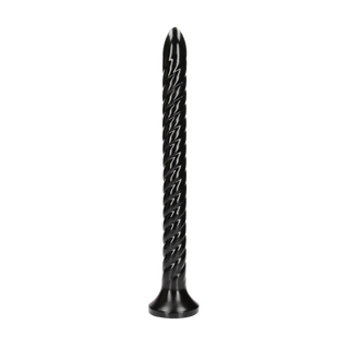 Svart Spiral Analdildo 40 cm med Sugpropp