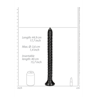 Svart Spiral Analdildo 40 cm med Sugpropp