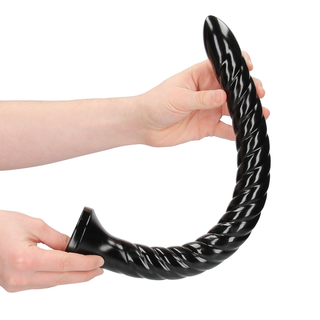 Svart Spiral Analdildo 40 cm med Sugpropp