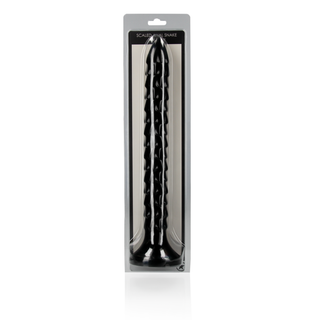 Svart Analdildo 30cm, Fjällmönstrad, Sugpropp & Vattentät