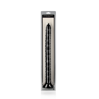 Svart Analdildo 40cm, Flexibel, Fjällmönstrad & Sugpropp