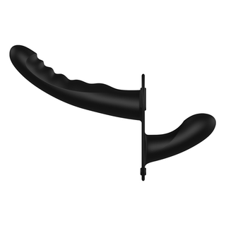 Silikon Strap-On - Justerbar, Ribbad - Svart