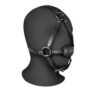 Svart Huvudsele med Bollgag, Justerbar BDSM
