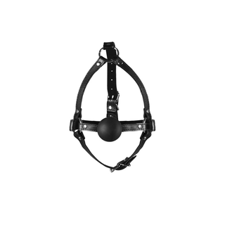 Svart Huvudsele med Bollgag, Justerbar BDSM