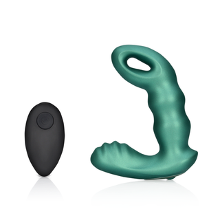 Pärlad Vibrerande Prostatastimulator, Fjärrkontroll, Metallgrön
