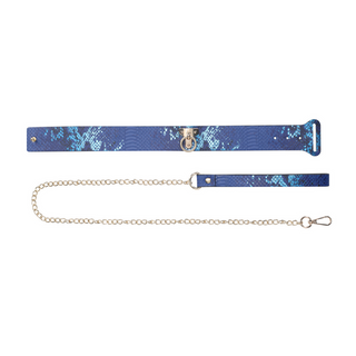 Bekvämt Halsband Koppel Läder Blå