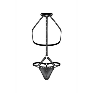 Stringtrosa med Sele & Choker – Svart, S/M