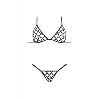 Sexig Svart Nätunderklädes Set BH & String - 2X