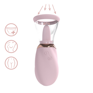 Bröst- & Vulva Pump - Sugfunktion, 5 Lägen, 8 Slicklägen, Rosa