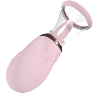 Bröst- & Vulva Pump - Sugfunktion, 5 Lägen, 8 Slicklägen, Rosa