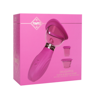 Rosa Uppladdningsbar Bröst- & Vulvapump med 3 Koppar