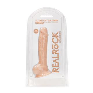 Silikon Dildo med Bollar, Hudfärg, 23 cm, Sugpropp