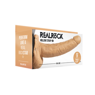 Realistisk Ihålig Strap-On Dildo med Kulor, 23 cm