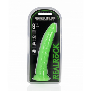 Självlysande Dildo med Sugpropp - 22,5 cm