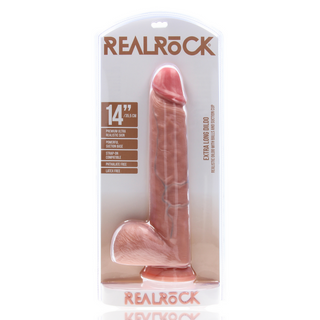 Realistisk Dildo 35,5 cm - Sugkopp, Struktur - Hudfärg