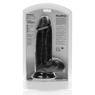 Realistisk Dildo - Extra Tjock, Rak, med Bollar - Svart 20cm