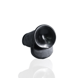 Realistisk Dildo - Extra Tjock, Rak, med Bollar - Svart 20cm