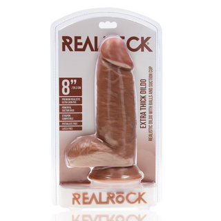 Extra Tjock Dildo med Bollar, 20 cm, Hudfärgad