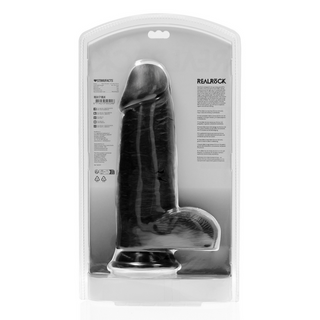 Svart Dildo Extra Tjock, Pung, Sugpropp, 25cm