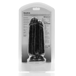 Dildo Dubbel Realistisk - Svart, 12.7/15.2 cm