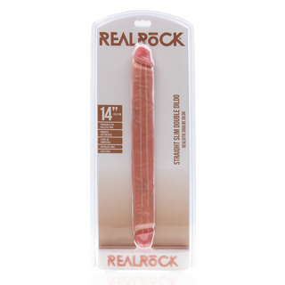 Dubbel Dildo Rak 35,6 cm Hudfärg Realistisk Penetration