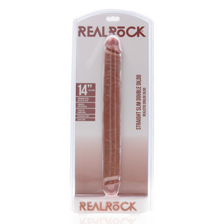 Slim Dubbel Dildo 14/35,6 cm - Tan
