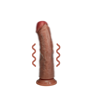 Vibrerande Dildo - Kurvad, Realistisk, Beige, 15.5 cm