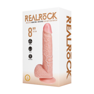 Vibrerande Roterande Dildo med Bollar - Hudfärg 20.5cm