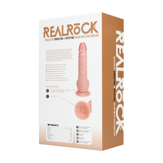 Vibrerande Roterande Dildo med Bollar - Hudfärg 20.5cm