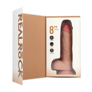 Vibrerande Roterande Dildo med Bollar - Hudfärg 20.5cm
