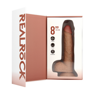 Vibrerande Roterande Dildo med Bollar - Tan 8/20,5 cm