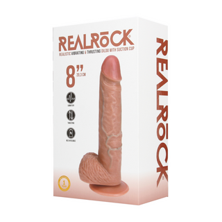Vibrerande Stötdildo med Bollar, 20.5cm, Tan