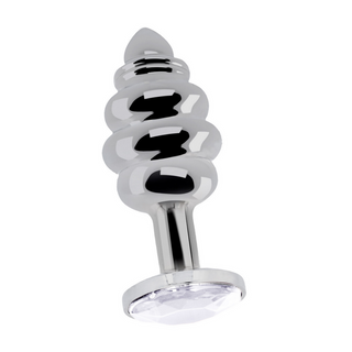 Räfflad Analplugg Stål, 7 cm Silver