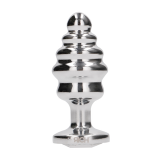 Räfflad Analplugg Stål, 7 cm Silver