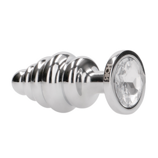 Räfflad Analplugg Stål, 7 cm Silver