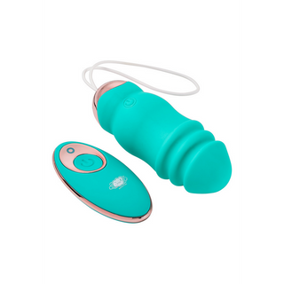 Fjärrkontroll Vibrerande Ägg, Strokande, Teal, 10 Funktioner
